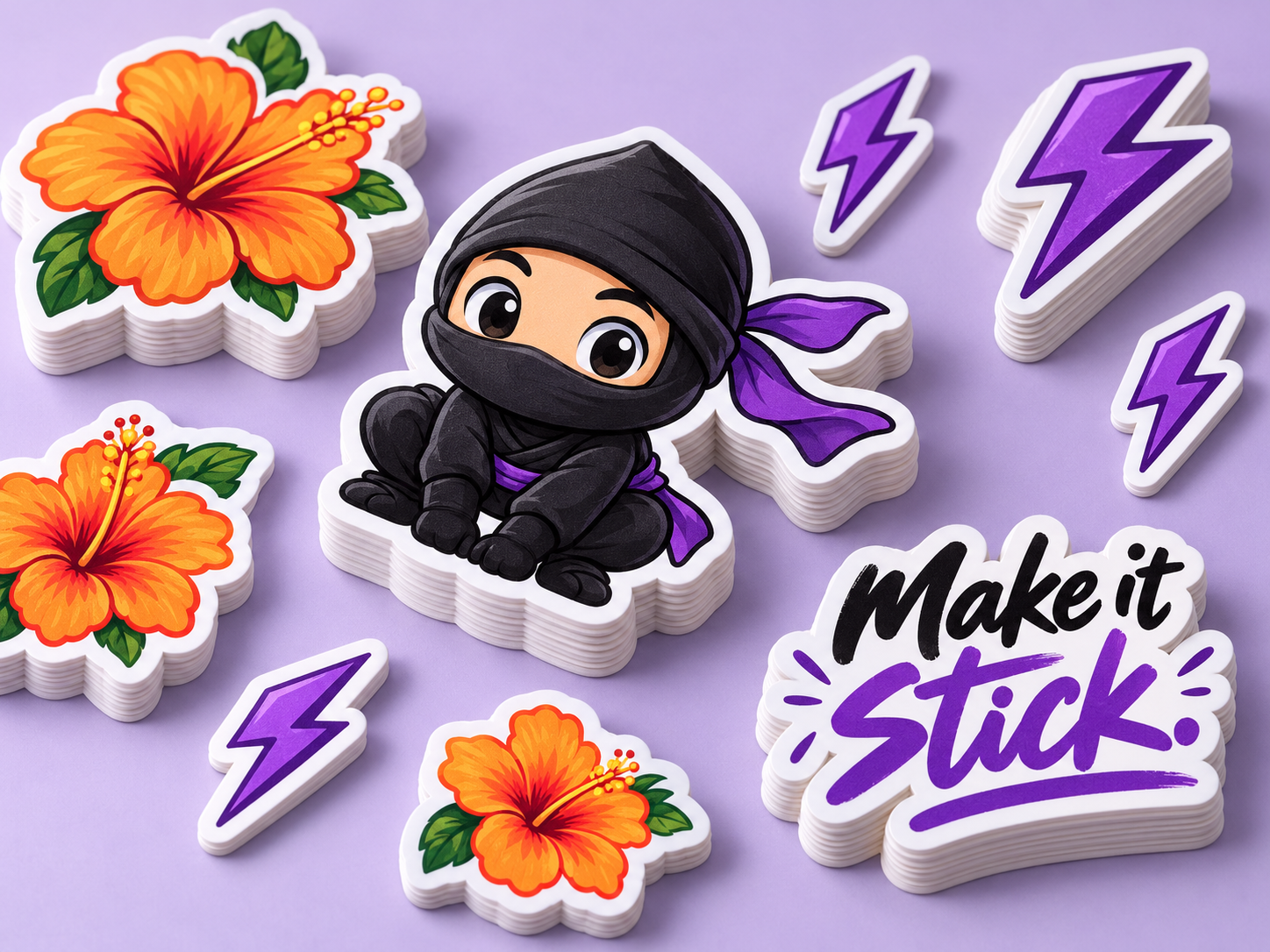 Illustrative Sticker Ninja die cut sticker samples