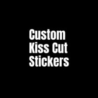 a black background with white text kiss cut stickers