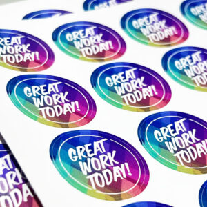 encouragement stickers on a custom sticker sheet