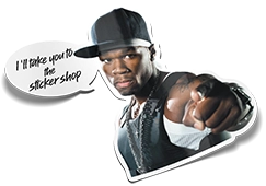 die cut sticker of 50cent